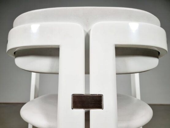 Pamplona chair by Augusto Savini in white leather, Pozzi,  1970s - Image 6