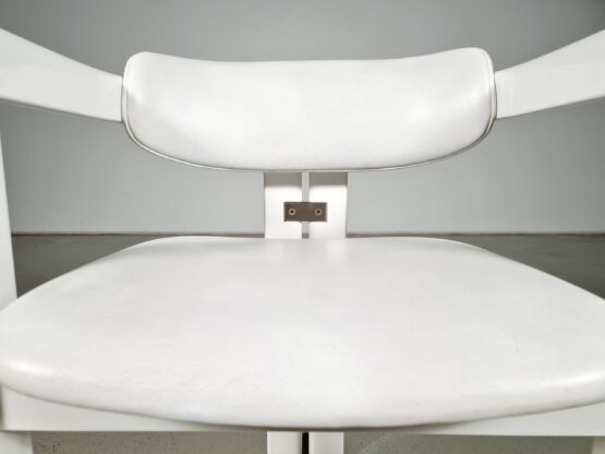 Pamplona chair by Augusto Savini in white leather, Pozzi,  1970s - Image 8