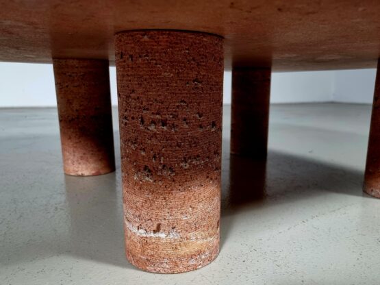 Red travertine coffee table by Angelo Mangiarotti, Italy, 1970s - Image 7