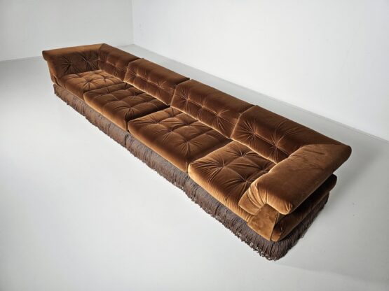Mah Jong sofa in light brown cotton velvet by Hans Hopfer, Roche Bobois, France, 1970s - Image 3