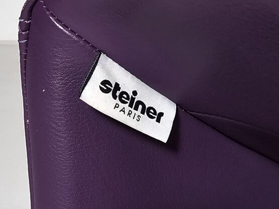 Pair of "Zen" lounge chairs in purple leather by Kwok Hoi Chan for Steiner, 1970 - Image 9