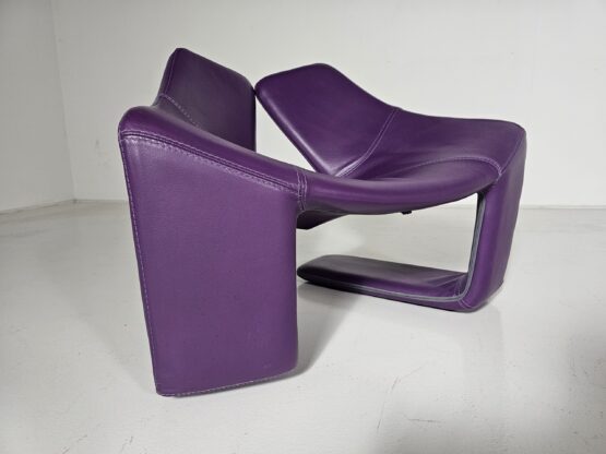 Pair of "Zen" lounge chairs in purple leather by Kwok Hoi Chan for Steiner, 1970 - Image 8