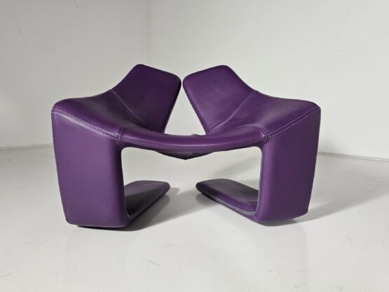 Pair of "Zen" lounge chairs in purple leather by Kwok Hoi Chan for Steiner, 1970 - Image 7