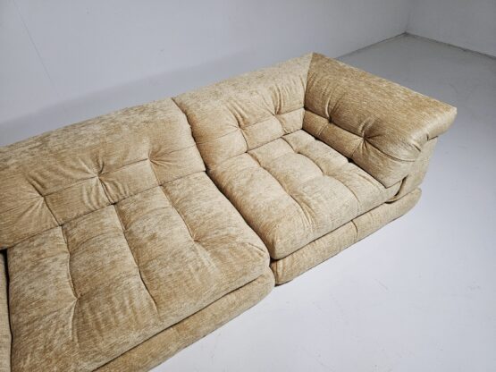 Mah Jong sofa in yellow chenille by Hans Hopfer, Roche Bobois, France, 1970s - Image 7