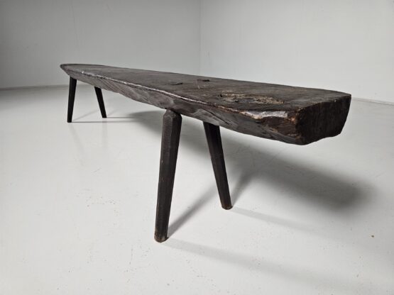 Early 1900 French wabi-sabi style wooden bench, France - Image 4
