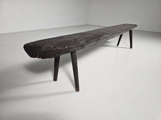 Early 1900 French wabi-sabi style wooden bench, France - Image 3