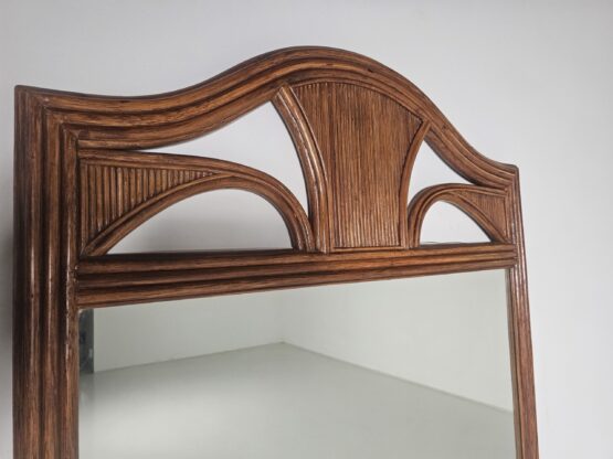 Walnut veneer grissinato motif wall Mirror from Italy, 1970s - Image 4