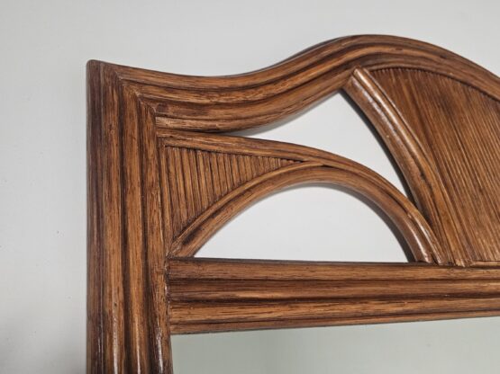 Walnut veneer grissinato motif wall Mirror from Italy, 1970s - Image 5