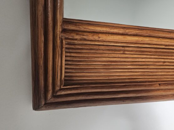 Walnut veneer grissinato motif wall Mirror from Italy, 1970s - Image 6