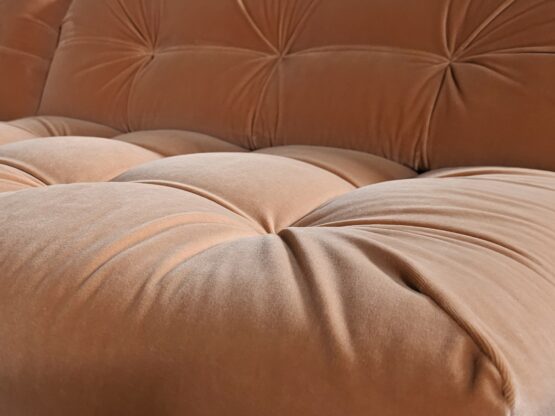 Early edition Mah Jong sofa in peach pink cotton velvet, Hans Hopfer for Roche Bobois, 1970s - Image 8