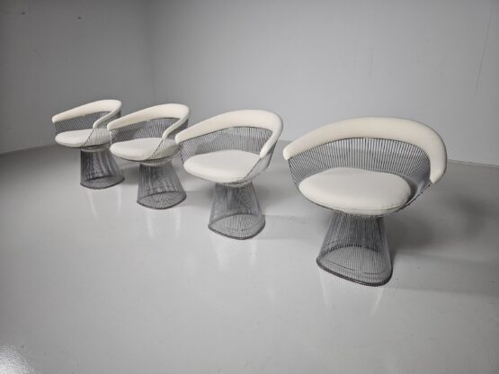 Set of 4 cream colored Warren Platner dining chairs for Knoll International - Image 3