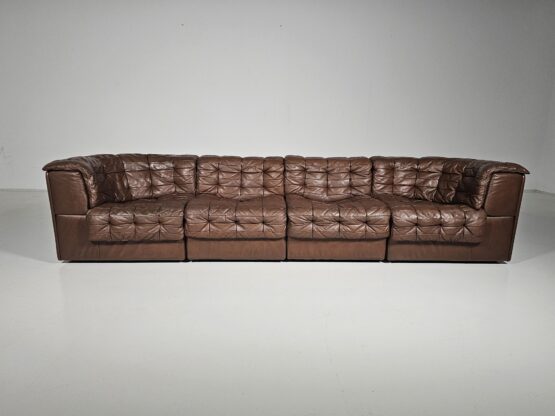 De Sede DS-11 sectional patchwork sofa in light brown leather, 1970s - Image 3