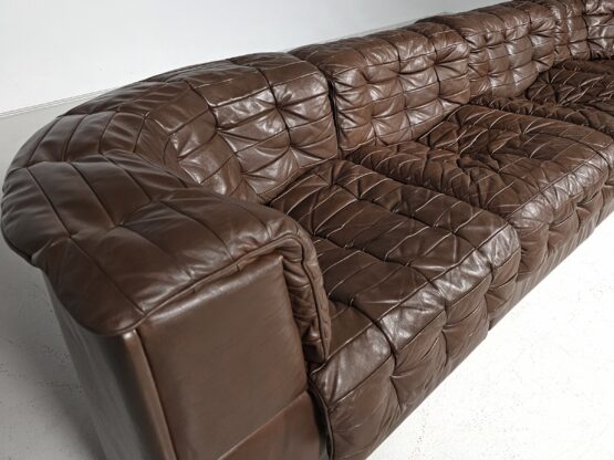 De Sede DS-11 sectional patchwork sofa in light brown leather, 1970s - Image 8