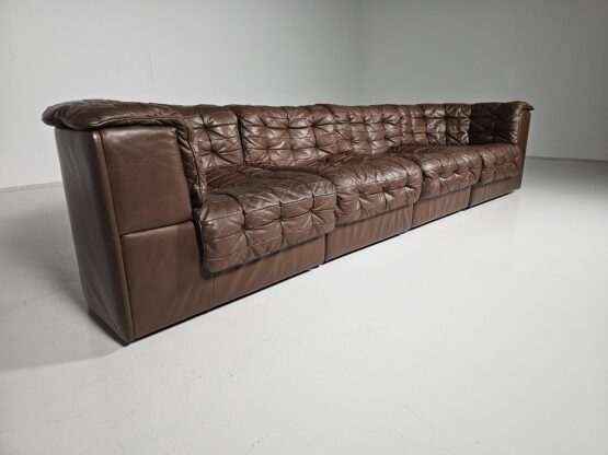 De Sede DS-11 sectional patchwork sofa in light brown leather, 1970s - Image 6