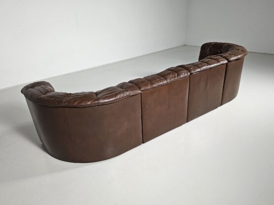 De Sede DS-11 sectional patchwork sofa in light brown leather, 1970s - Image 5