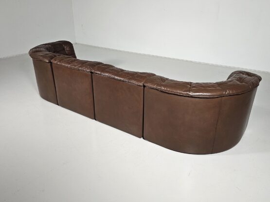 De Sede DS-11 sectional patchwork sofa in light brown leather, 1970s - Image 4