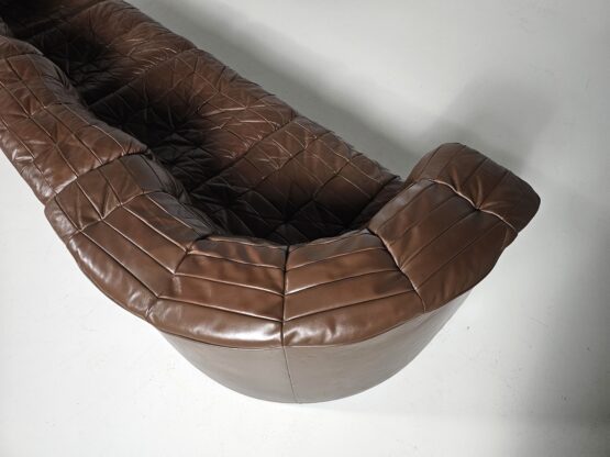 De Sede DS-11 sectional patchwork sofa in light brown leather, 1970s - Image 10