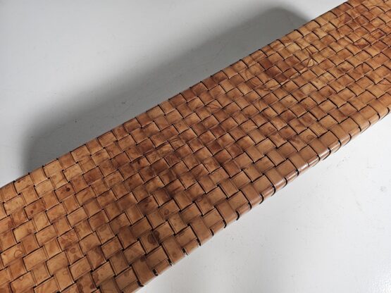 Woven cognac leather Brera bench by Guglielmo Ulrich for Matteo Grassi, 1990s - Image 6