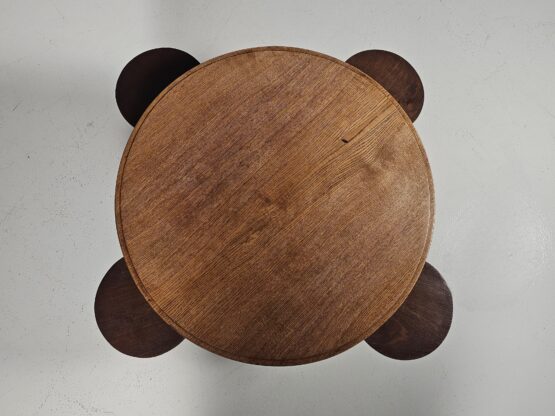 Round oak and teak Amsterdamse School side table, The Netherlands, 1930s - Image 6