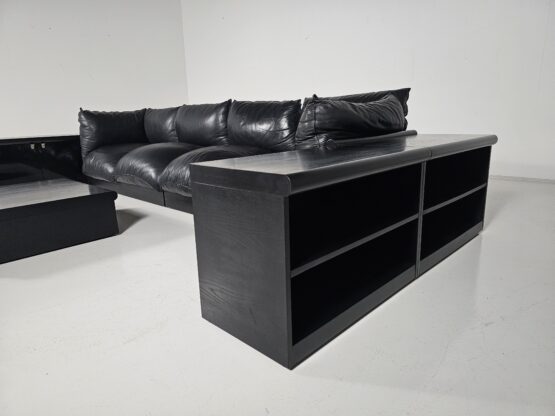 'Down' Sofa in black leather by Carlo Bartoli for Rossi di Albizzate, 1970s - Image 4