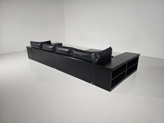 'Down' Sofa in black leather by Carlo Bartoli for Rossi di Albizzate, 1970s - Image 6