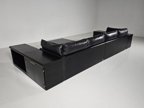 'Down' Sofa in black leather by Carlo Bartoli for Rossi di Albizzate, 1970s - Image 7