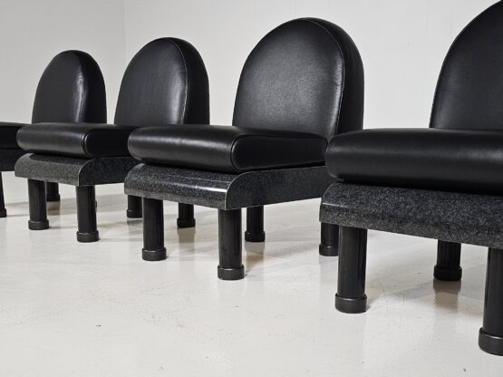 Memphis style black leather lounge chairs in the manner of Ettore Sottsass, 1980 - Image 4