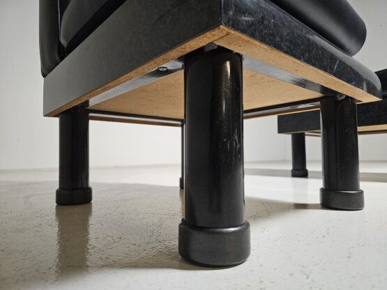 Memphis style black leather lounge chairs in the manner of Ettore Sottsass, 1980 - Image 9