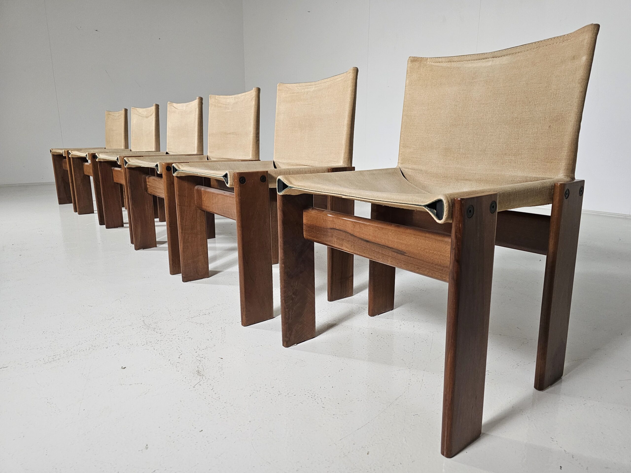 Monk dining chairs in canvas by Afra & Tobia Scarpa