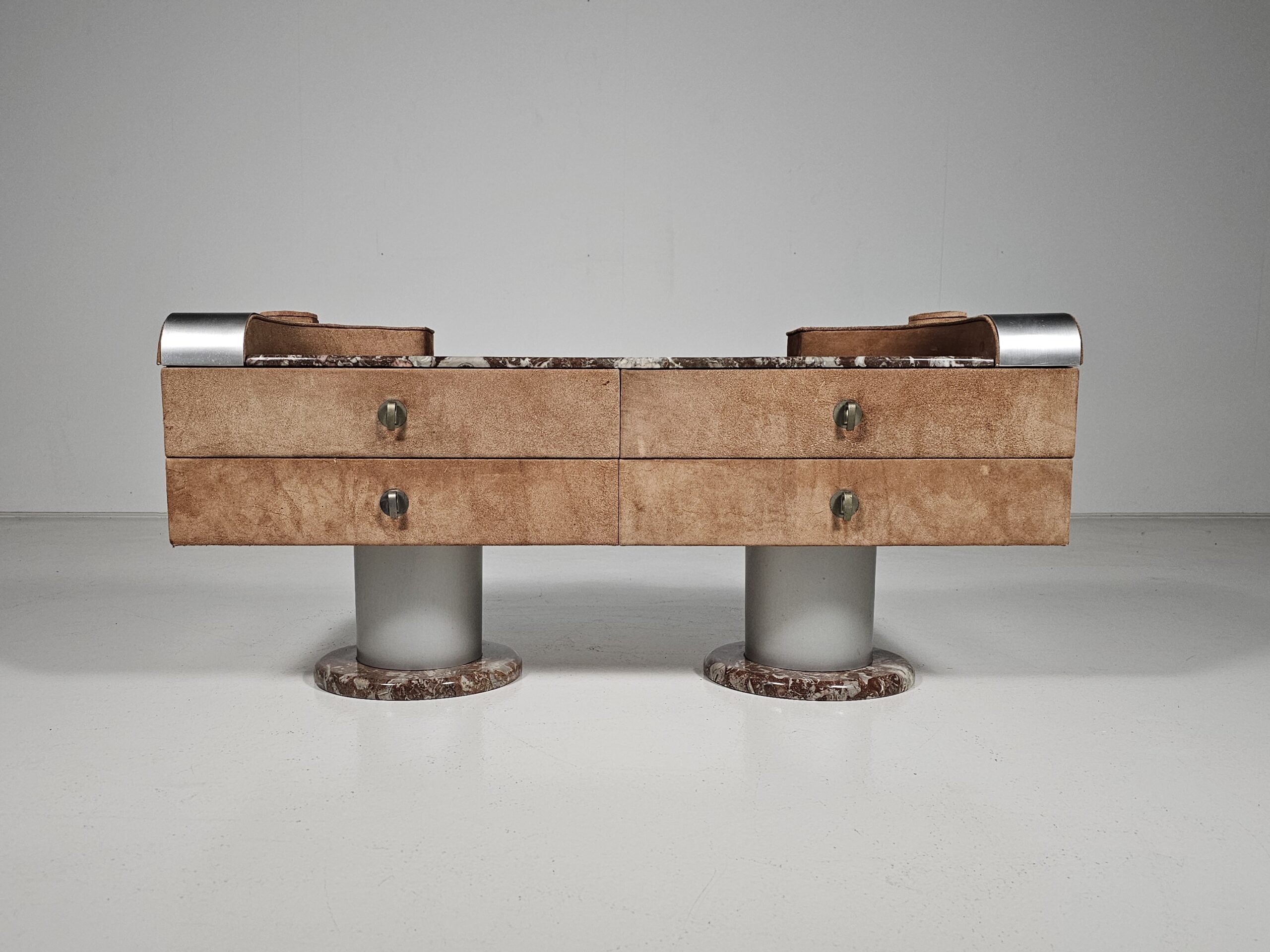 Italian marble and suede lowboard