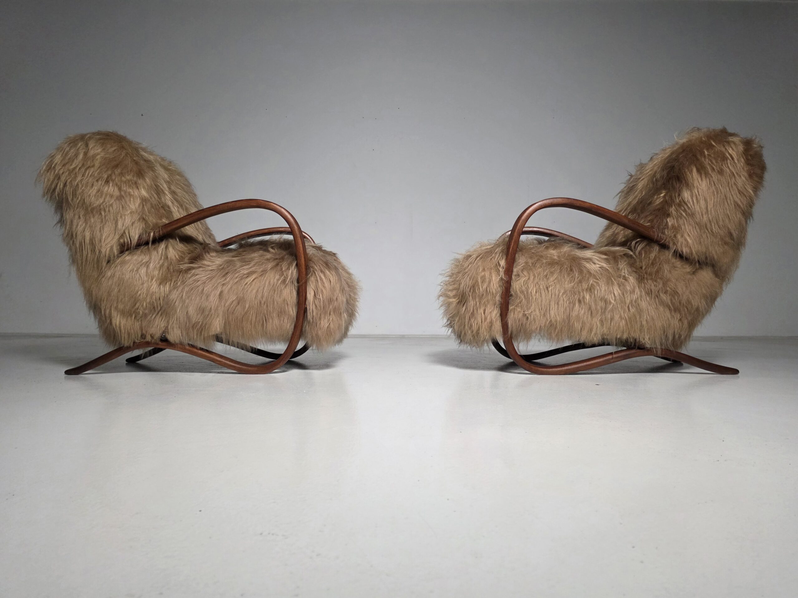 Jindrich Halabala Mongolian sheepskin H269 lounge chair