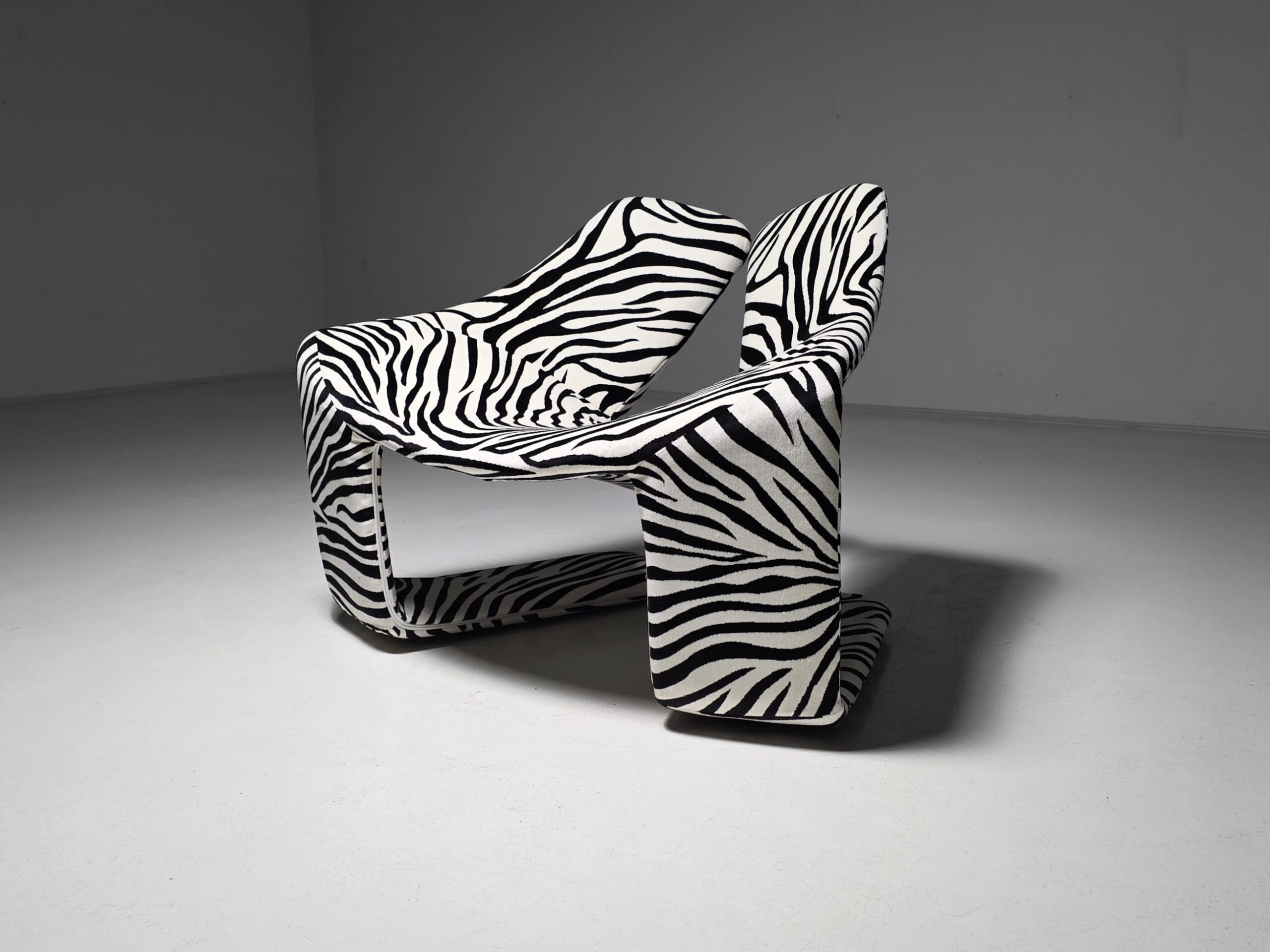 Kwok Hoi Chan Zen lounge chair zebra velvet