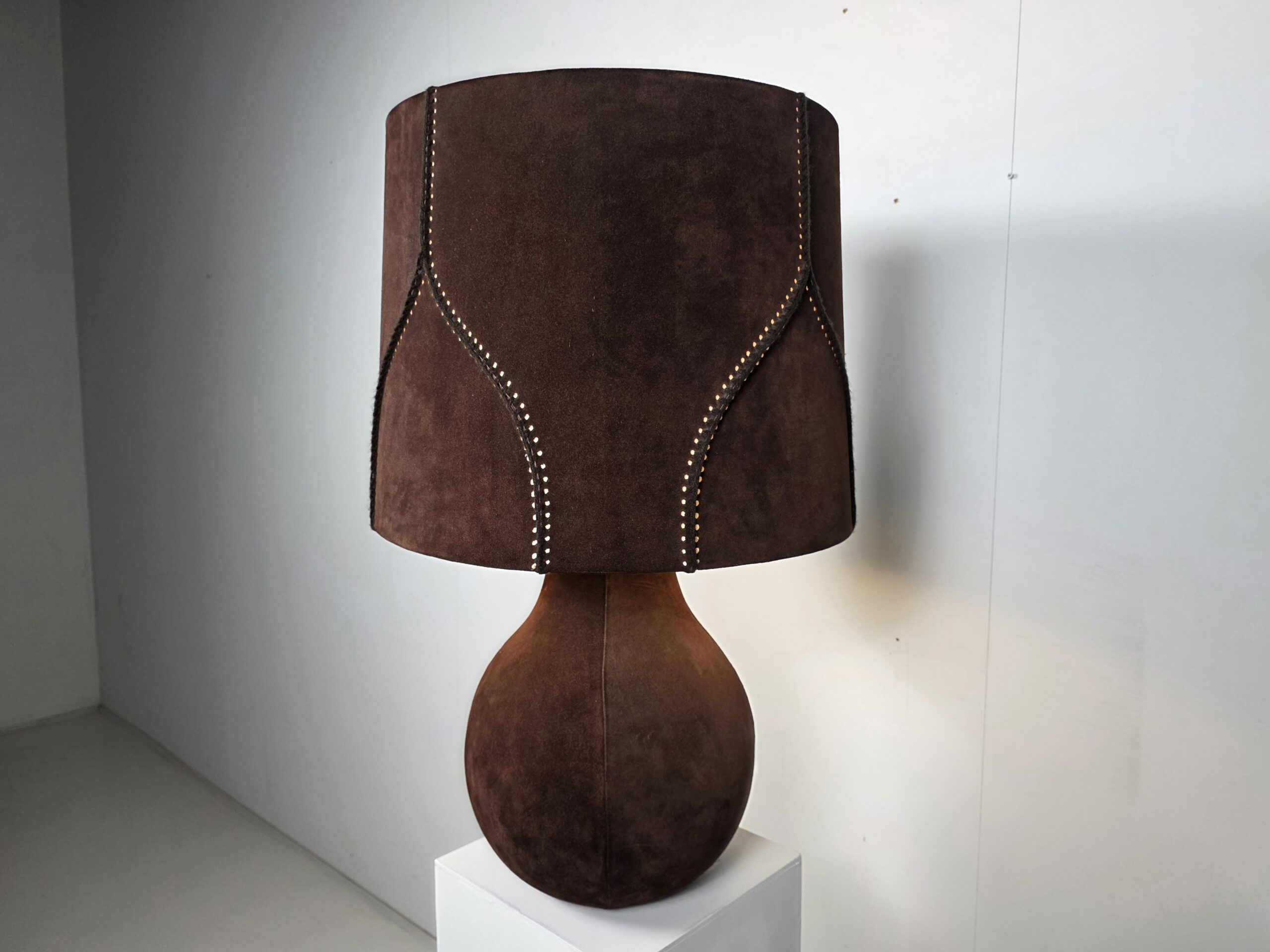 Vintage suede table lamp